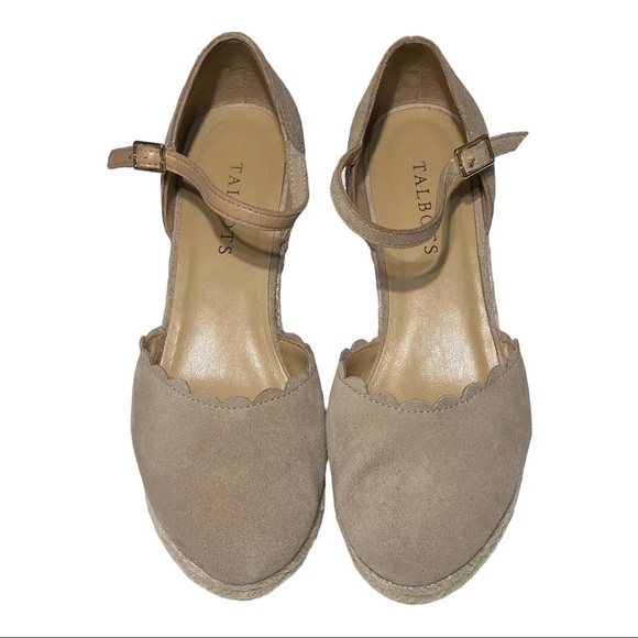 Talbots Lyndsey Espadrille Wedge 7M Tan Jute Heel Neutral Summer Comfort Shoe - Picture 2 of 9